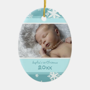 1. Verzierung des aquamarinen Foto-Babys Keramikornament