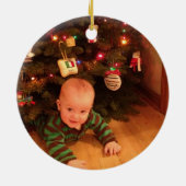 1. Verzierung des Babys Weihnachts- Ren-Foto Keramikornament (Hinten)