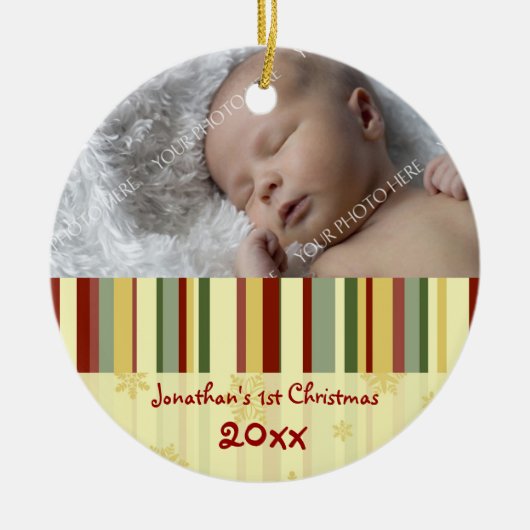 1. Verzierung des Foto-Babys Weihnachts Keramik Ornament (Vorne)