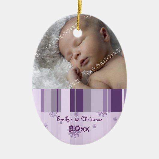 1. Verzierung des Foto-Babys Weihnachts Keramikornament (Vorne)