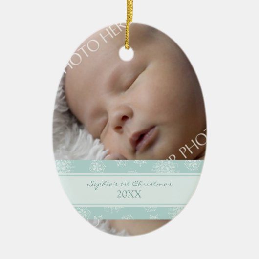 1. Verzierung des Foto-Babys Weihnachts Keramikornament (Vorne)