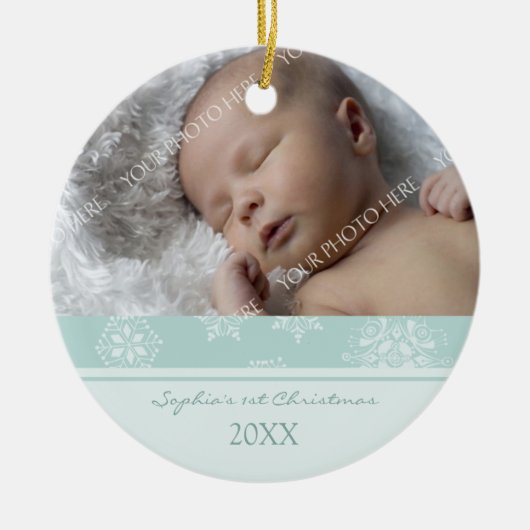 1. Verzierung des Foto-Babys Weihnachts Keramikornament (Vorne)