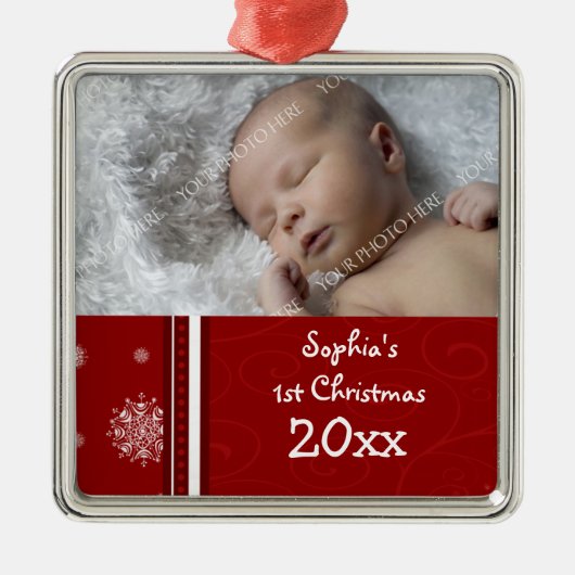 1. Verzierung des Foto-Babys Weihnachts Ornament Aus Metall (Vorne)