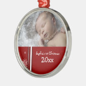 1. Verzierung des Foto-Babys Weihnachts Silbernes Ornament (Links)
