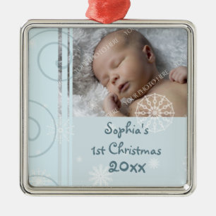1. Verzierung des Foto-Babys Weihnachts Silbernes Ornament
