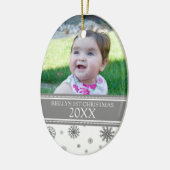 1. Verzierung des grauen Schnee-Foto-Babys Keramikornament (Links)