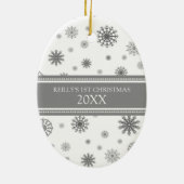 1. Verzierung des grauen Schnee-Foto-Babys Keramikornament (Hinten)