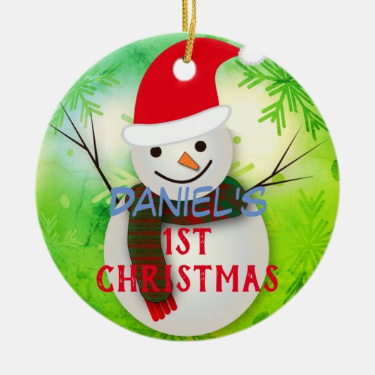 1. Verzierung des personalisierten Snowman-Babys Keramik Ornament (Vorne)