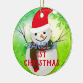 1. Verzierung des personalisierten Snowman-Babys Keramik Ornament (Links)