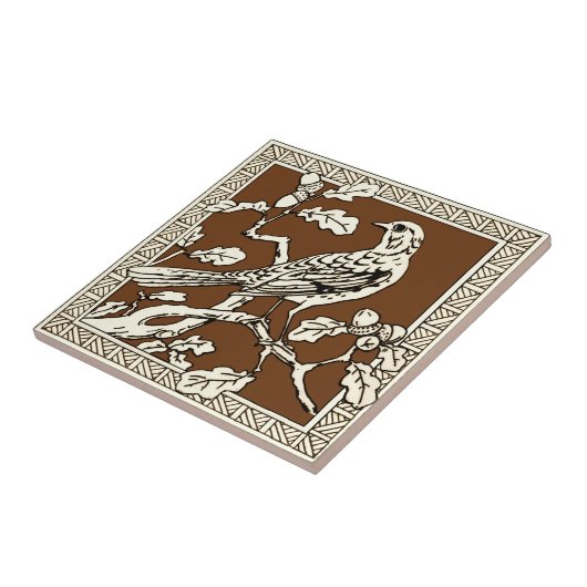 1 von 12 Repro 1880s Minton Mocha Bird Series Fliese (Seite)