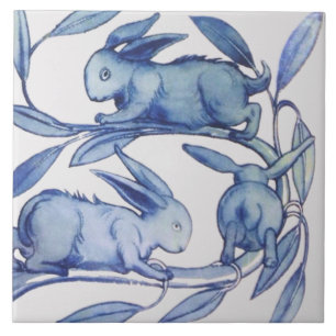 1 von 2 Repro Wm De Morgan Running Rabbits (rechts Fliese