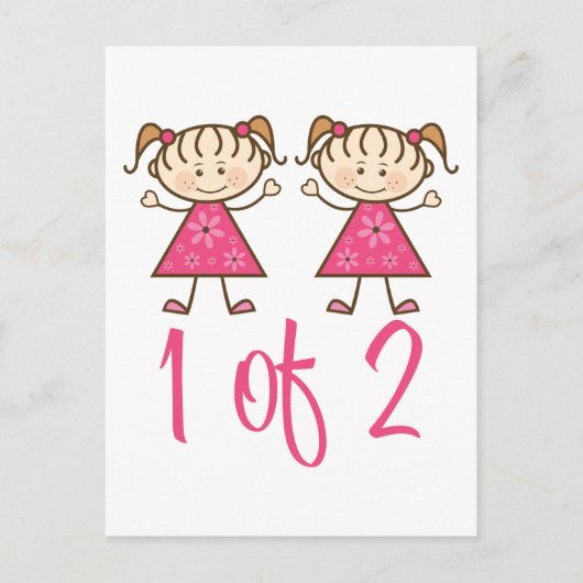 1 von 2 rosa Mädchen Postkarte (Vorderseite)