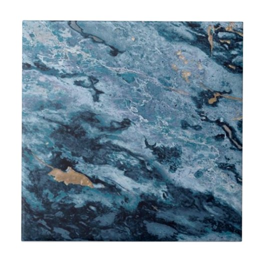 1 von 3 Cobalt Blue Gold Veined Imitat Granit Fliese (Vorderseite)