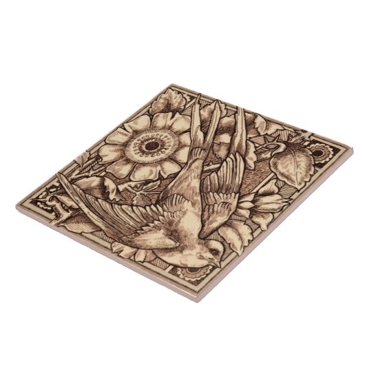 1 von Pair 1880 Craven Dunnill Bird & Rose Repro Fliese (Seite)