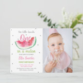 1. Watermelon Geburtstag Einladung mit Foto (Stehend Vorderseite)