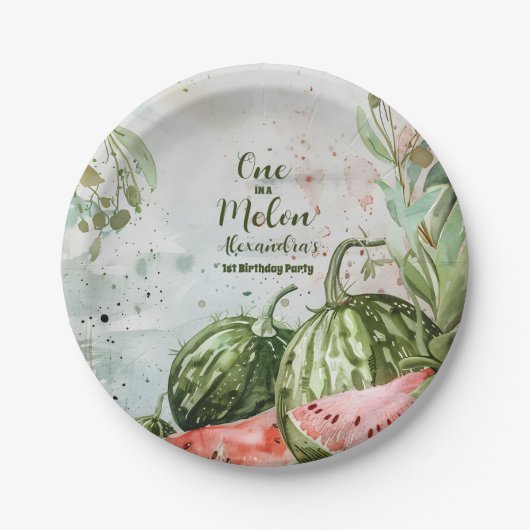 1. Watermelon Geburtstag Pappteller (Vorderseite)