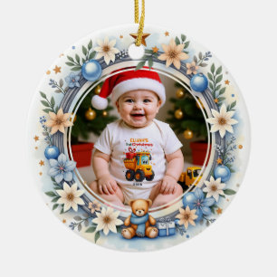 1. Weihnachten 2-seitig, Funkeln & Freude Keramik Ornament