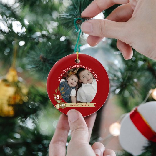 1. Weihnachten als "Big Brother"-Foto/Name Keramik Ornament