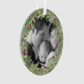 1. Weihnachten als Familie des Drei-Foto-Kranzes Ornament (Vorderseite)