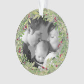 1. Weihnachten als Familie des Drei-Foto-Kranzes Ornament (Vorderseite)