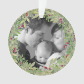 1. Weihnachten als Familie des Drei-Foto-Kranzes Ornament (Vorderseite)