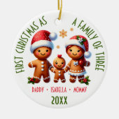 1. Weihnachten als Familie von 3 Lebkuchen Familie Keramik Ornament (Vorne)