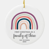 1. Weihnachten als Familie von 3 Personalisierten Keramik Ornament (Hinten)