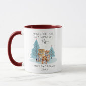 1. Weihnachten als Familie von 3 Wasserfarben Löwe Tasse (Links)