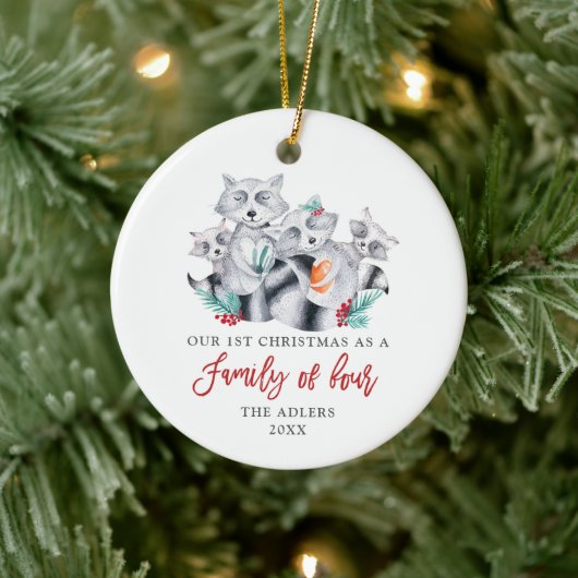 1. Weihnachten als Familie von 4 Personalisierten Keramik Ornament (Baum)
