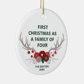 1. Weihnachten als Familie von 4 Personalisierten Keramik Ornament (Rechts)