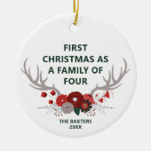 1. Weihnachten als Familie von 4 Personalisierten Keramik Ornament (Vorne)