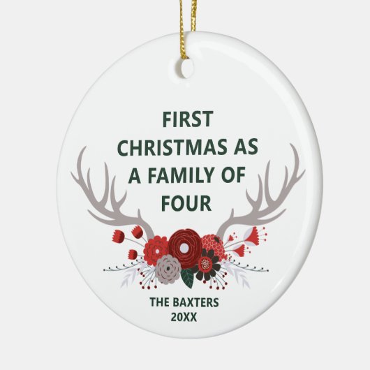 1. Weihnachten als Familie von 4 Personalisierten Keramik Ornament (Links)