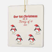 1. Weihnachten als Familie von 4 Pinguin-Ornament Keramikornament (Links)