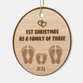 1. Weihnachten als Familie von drei Keramik Ornament (Links)