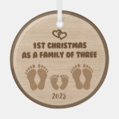 1. Weihnachten als Familie von drei Ornament Aus Glas (Vorderseite)