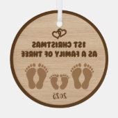 1. Weihnachten als Familie von drei Ornament Aus Glas (Rückseite)