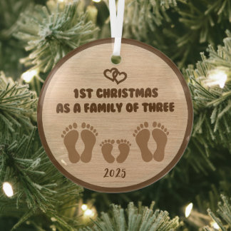 1. Weihnachten als Familie von drei Ornament Aus Glas