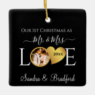 1. Weihnachten als Frau Newlyweds Holiday Keramikornament