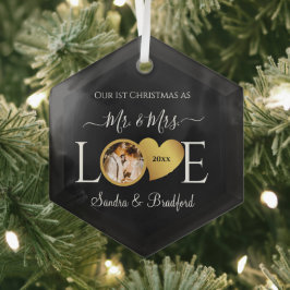 1. Weihnachten als Frau Newlyweds Holiday Ornament Aus Glas