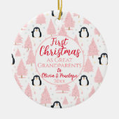 1. Weihnachten als große Großeltern Pinguin Pink Keramik Ornament (Vorne)