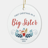 1. Weihnachten als große Schwester Personalisierte Keramik Ornament (Links)