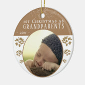1. Weihnachten als Großeltern Beige Baby Foto Keramik Ornament (Links)