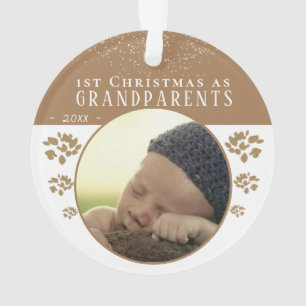 1. Weihnachten als Großeltern Beige Baby Foto Ornament