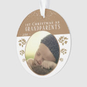 1. Weihnachten als Großeltern Beige Baby Foto Ornament (Vorderseite)