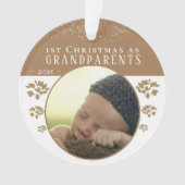 1. Weihnachten als Großeltern Beige Baby Foto Ornament (Vorderseite)
