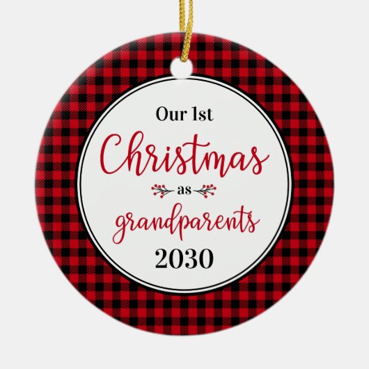 1. Weihnachten als Großeltern Foto Keramik Ornament (Vorne)