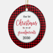 1. Weihnachten als Großeltern Foto Keramik Ornament (Links)