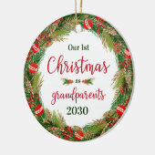 1. Weihnachten als Großeltern Foto Keramik Ornament (Links)