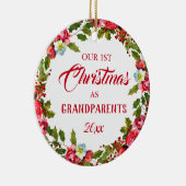 1. Weihnachten als Großeltern Foto Keramik Ornament (Rechts)
