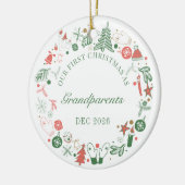 1. Weihnachten als Großeltern Keramik Ornament (Links)